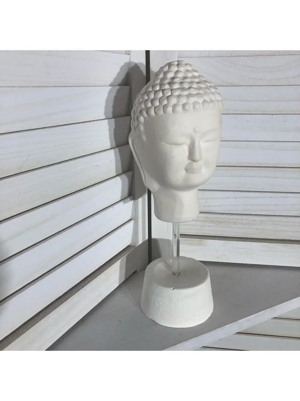 Buddha Head Statue White Ceramic Home Decor